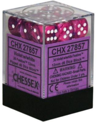 Chessex: Festive Violet/White 12Mm D6 Dice