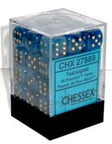Chessex Phantom Teal/Gold 12mm D6 Dice Block