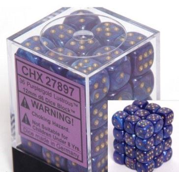 Chessex: Lustrous Purple/Gold 12Mm D6 Dice Block