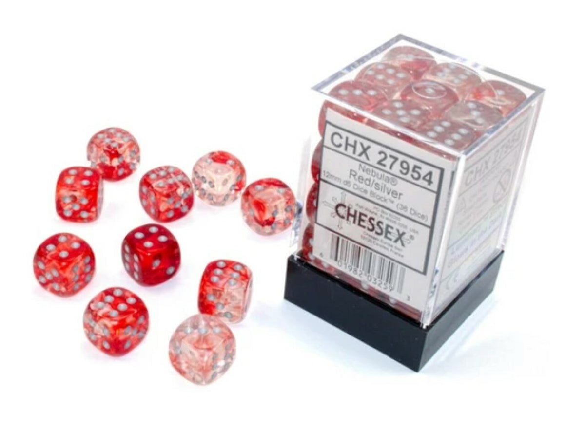 Chessex Nebula Red Silver Luminary 12 MM Set