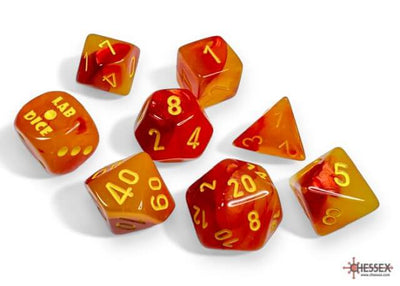 Chessex Gemini Gellow-Red/Yellow Luminary 7-Die Set with Bonus Die