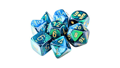 Chessex Lab Dice 10 Gemini Green-Teal/Gold 7-Die Set
