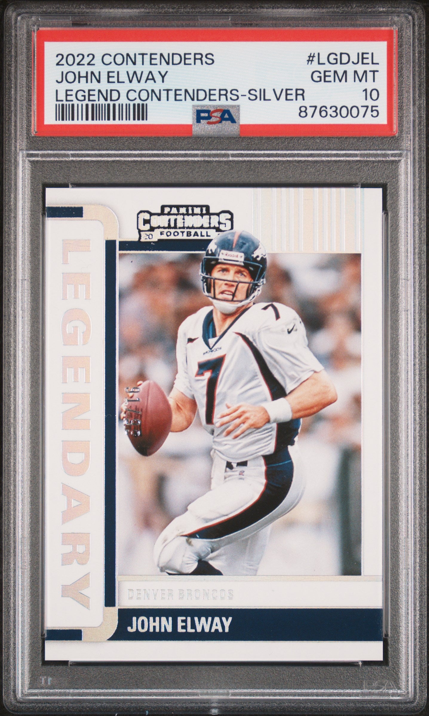 2022 Panini Contenders Legendary Contenders #LGDJEL John Elway Silver PSA 10