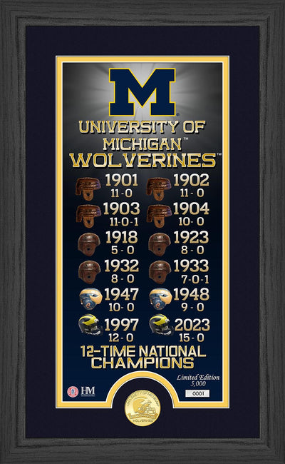 Highland Mint Michigan Wolverines 12-Time National Champions Bronze Coin Photo Mint - Limited Edition /5,000