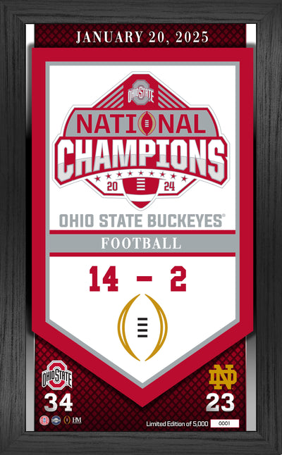 Highland Mint Ohio State Buckeyes 2024-25 CFP National Championship Banner Frame - Limited Edition /5,000