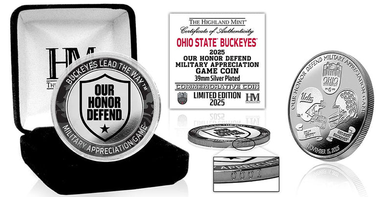 Highland Mint Ohio State Buckeyes 2025 Military Appreciation Game Silver Coin - Limited Edition /2,025