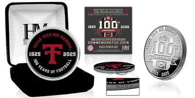 Highland Mint Texas Tech Red Raiders Football 100th Anniversary Silver Flip Coin - Limited Edition /2025