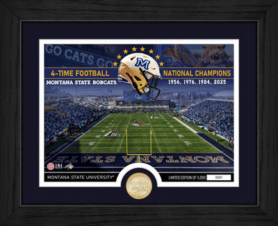 Highland Mint Montana State Bobcats 4x FCS National Champions Stadium Bronze Coin Photo Mint - Limited Edition /5,000