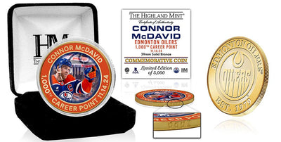 Highland Mint Edmonton Oilers Connor McDavid 1000th Career Point Bronze Color Coin - Limited Edition /5,000