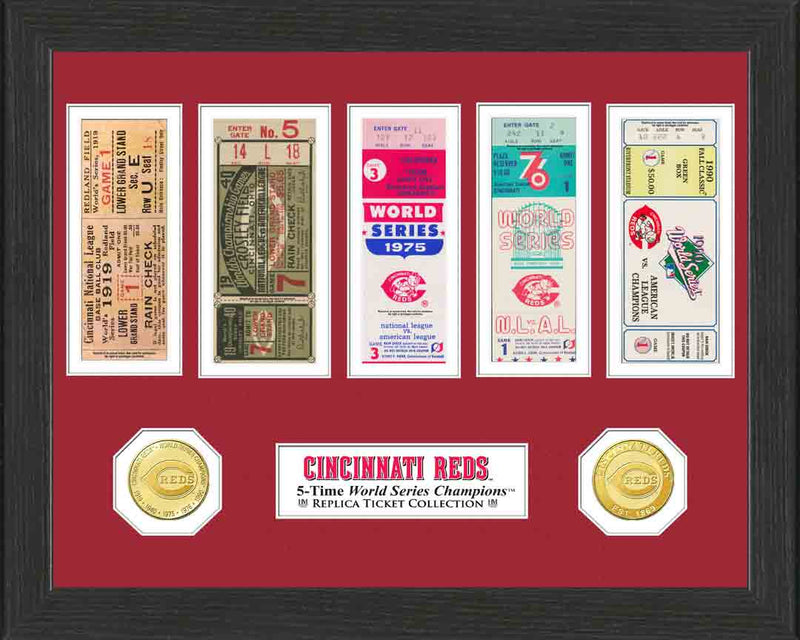 Highland Mint Cincinnati Reds World Series Ticket Collection - Bronze Coins Framed Display