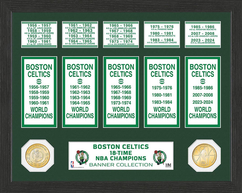 Highland Mint Boston Celtics 18-Time NBA Champions Banner Collection Bronze Coin Photo Mint