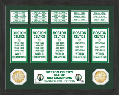 Highland Mint Boston Celtics 18-Time NBA Champions Banner Collection Bronze Coin Photo Mint