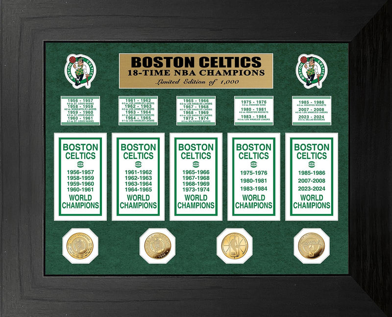 Highland Mint Boston Celtics 18-Time NBA Champions Banner Collection Gold Coin Photo Mint - Limited Edition /1000