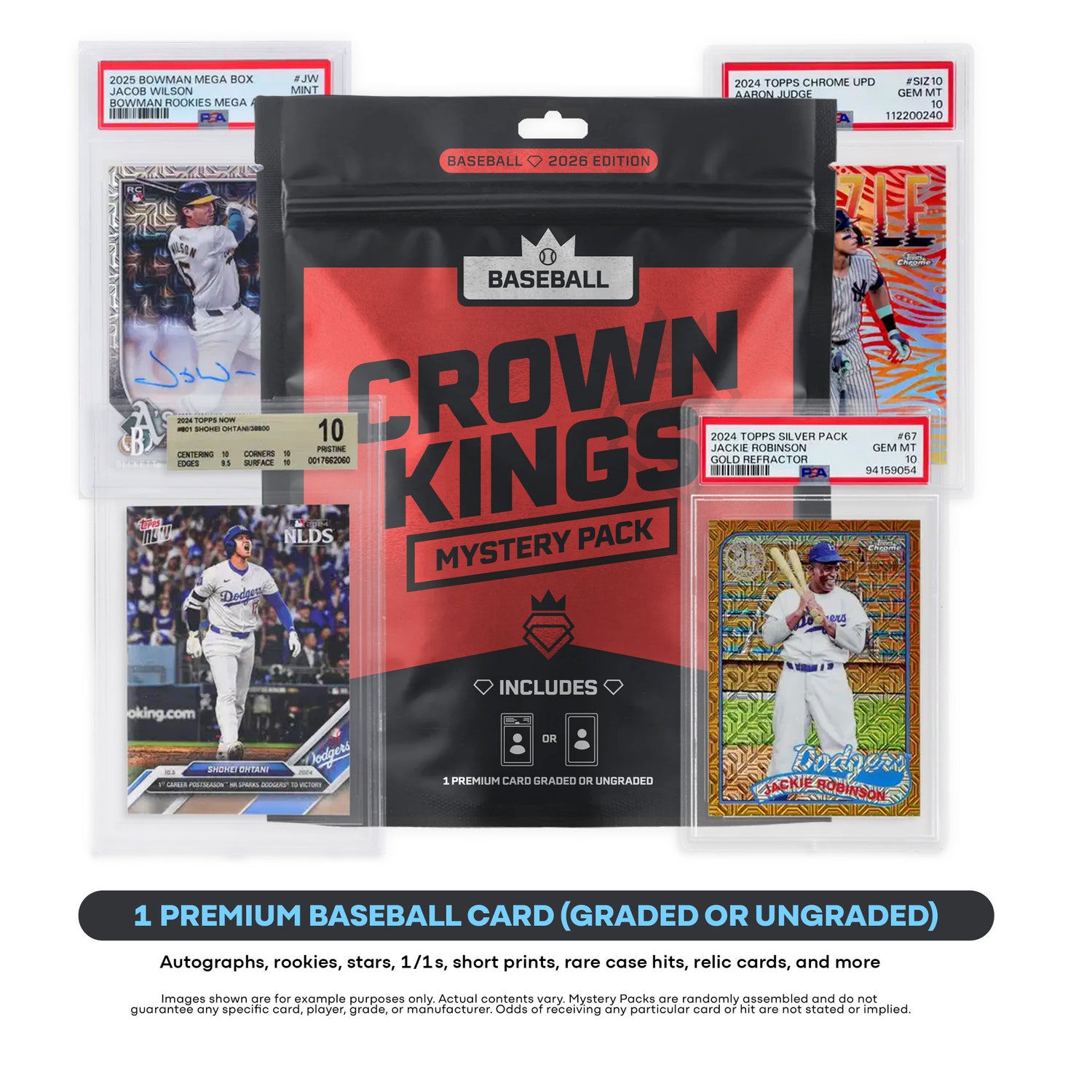 Crown Kings - MLB Baseball Mystery Pack (1) Premium Hit $25-$500 Graded Or Raw