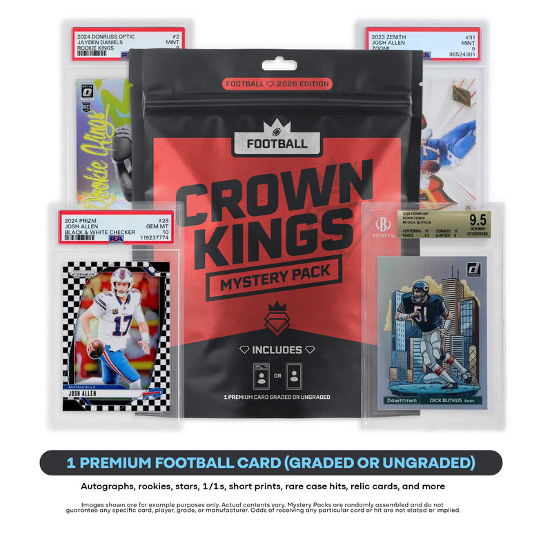 Crown Kings - NFL Football Mystery Pack (1) Premium Hit $25-$500 Graded Or Raw