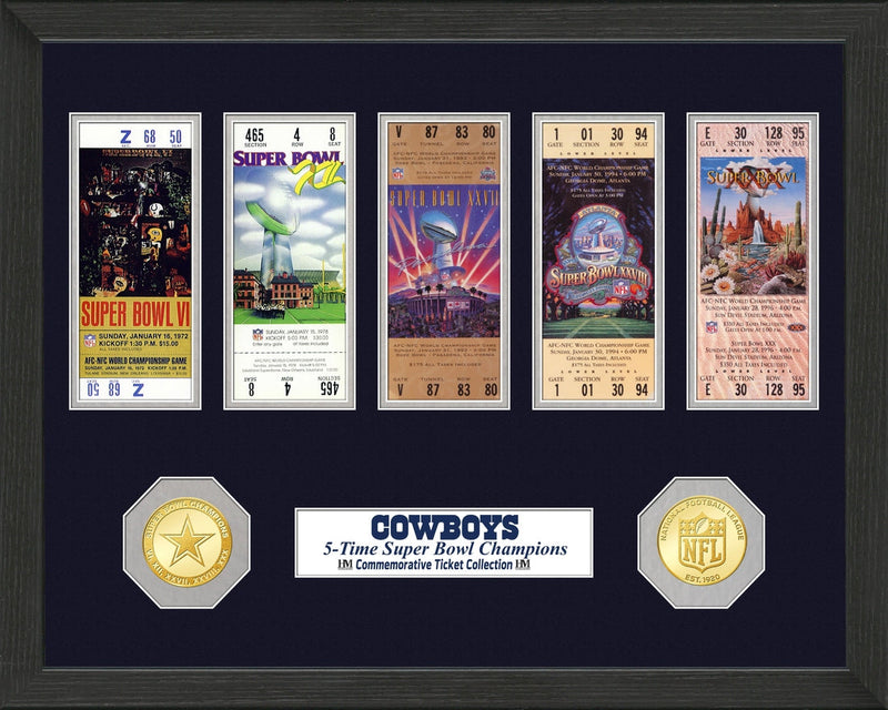 Highland Mint Dallas Cowboys Super Bowl Championship Ticket Collection - 12x15 Framed Display
