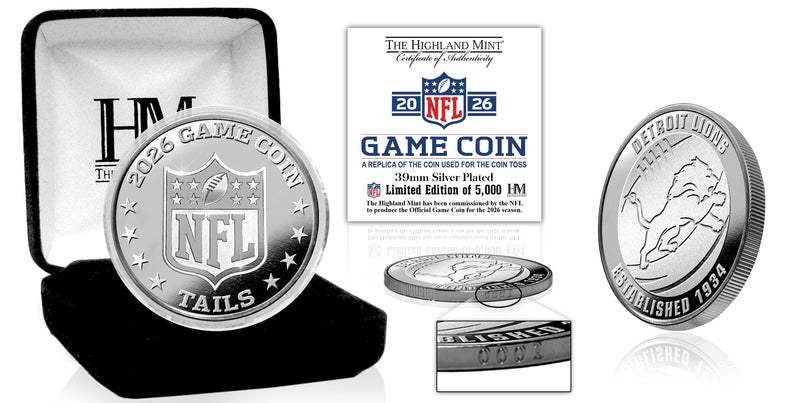 Highland Mint Detroit Lions 2026 Silver Plated Game Flip Coin - Limited Edition /5,000