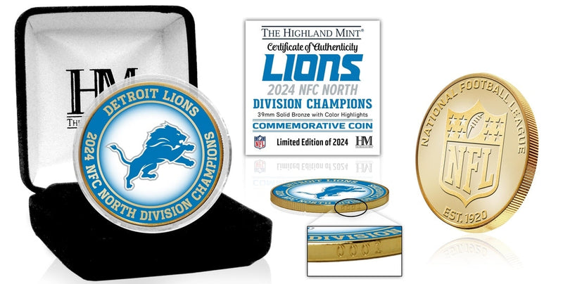 Highland Mint Detroit Lions 2024 NFC North Division Champions Bronze Coin - Limited Edition /2024