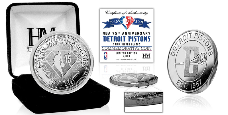 Highland Mint Detroit Pistons NBA 75th Anniversary Silver Coin - Limited Edition /5,000