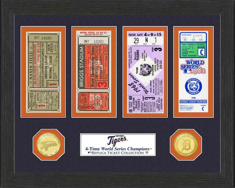 Highland Mint Detroit Tigers World Series Ticket Collection - Bronze Coins Framed Display