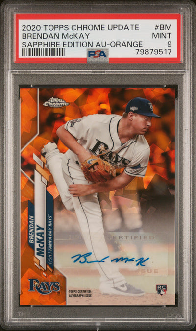 2020 Topps Chrome Update Sapphire Brendan McKay Orange Auto #BM /25 PSA 9