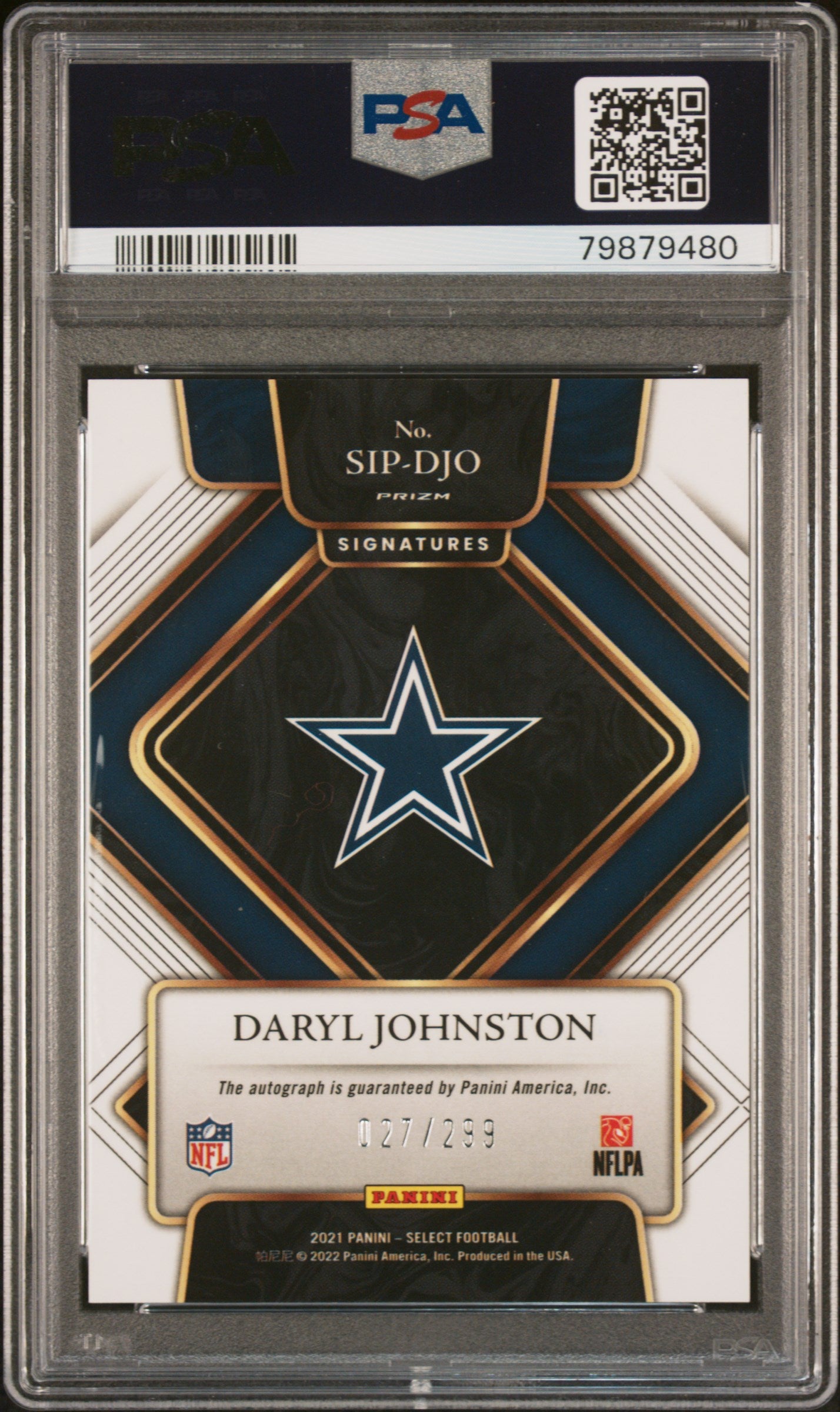 2021 Panini Select Signature Prizm Daryl Johnston #SIP-DJO Auto /299 PSA 10
