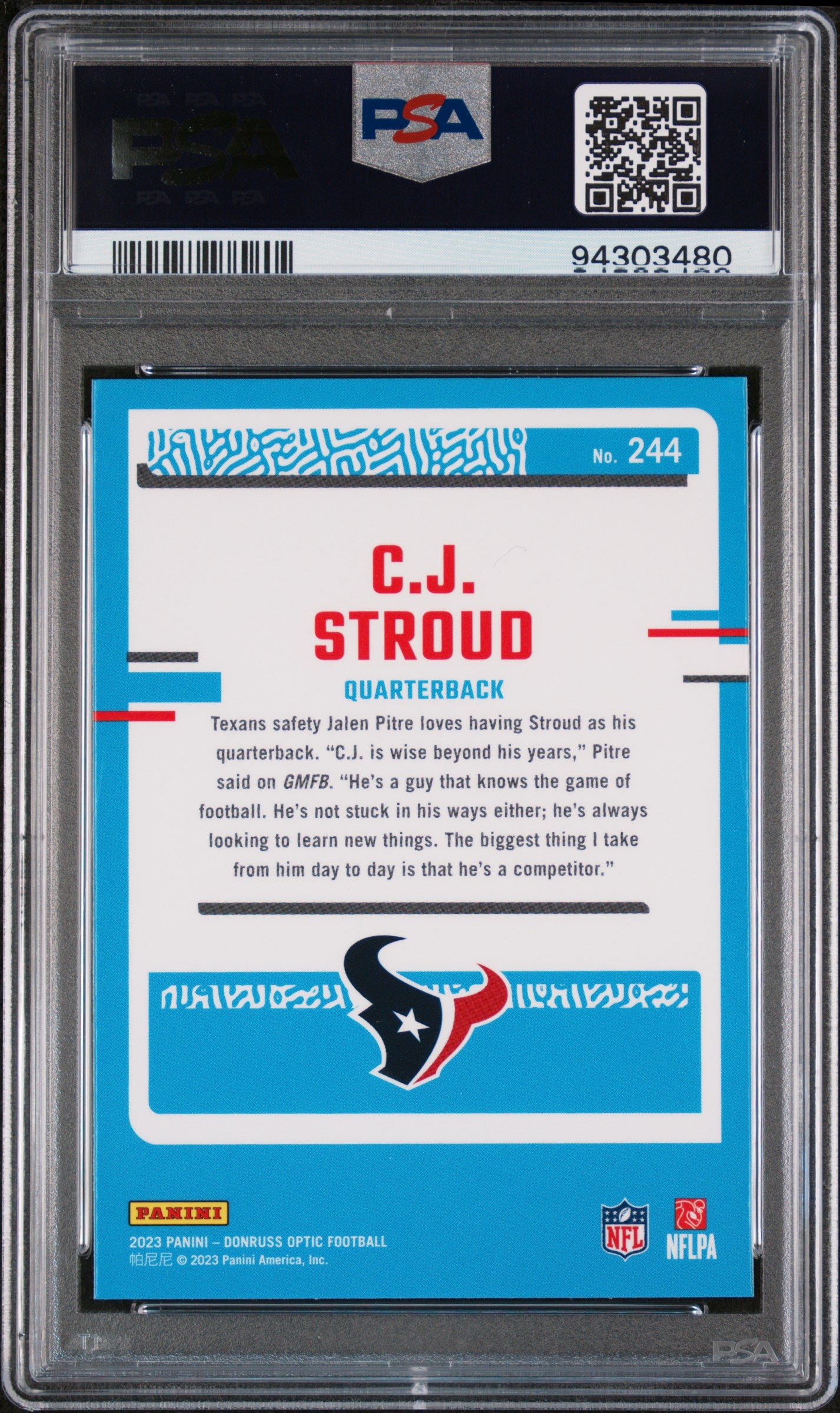 2023 Donruss Optic Rated Rookie CJ Stroud #244 RC PSA 9