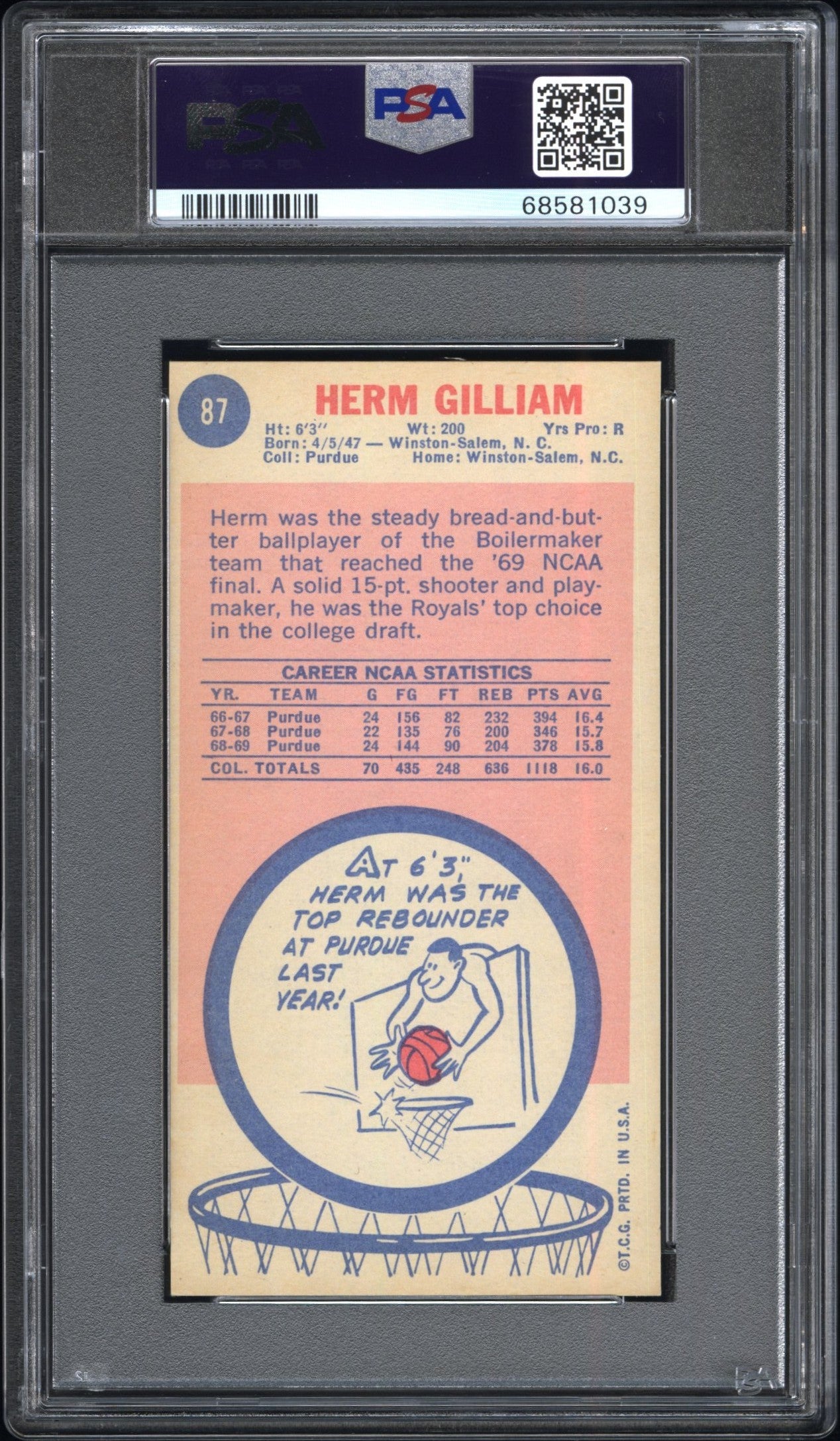 1969 Topps #87 Herm Gilliam PSA 8