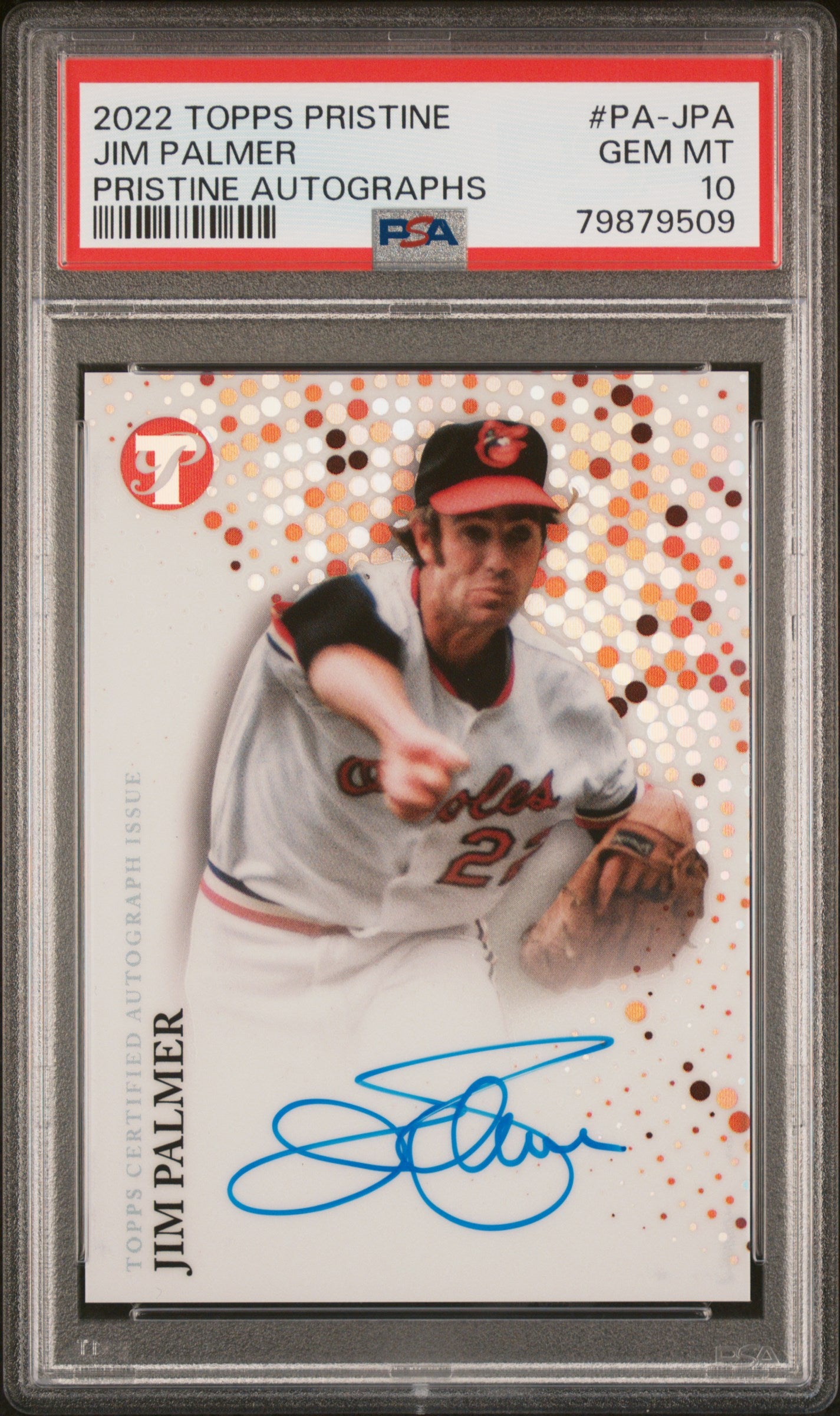 2022 Topps Pristine #PA-JPA Jim Palmer Pristine Autographs PSA 10