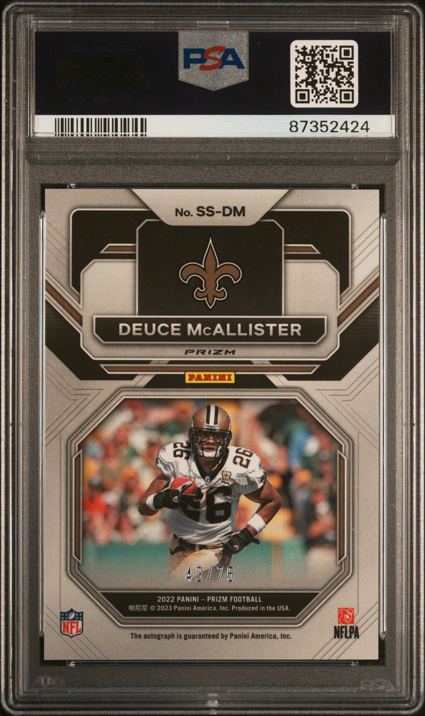 2022 Panini Prizm Sensational Signatures #SSDM Deuce Mcallister Green Scope PSA 8