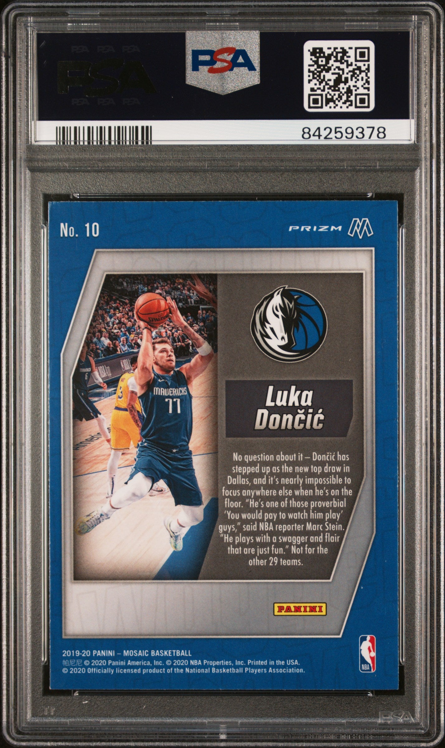 2019 Panini Mosaic Swagger Luka Dončić #10 PSA 9