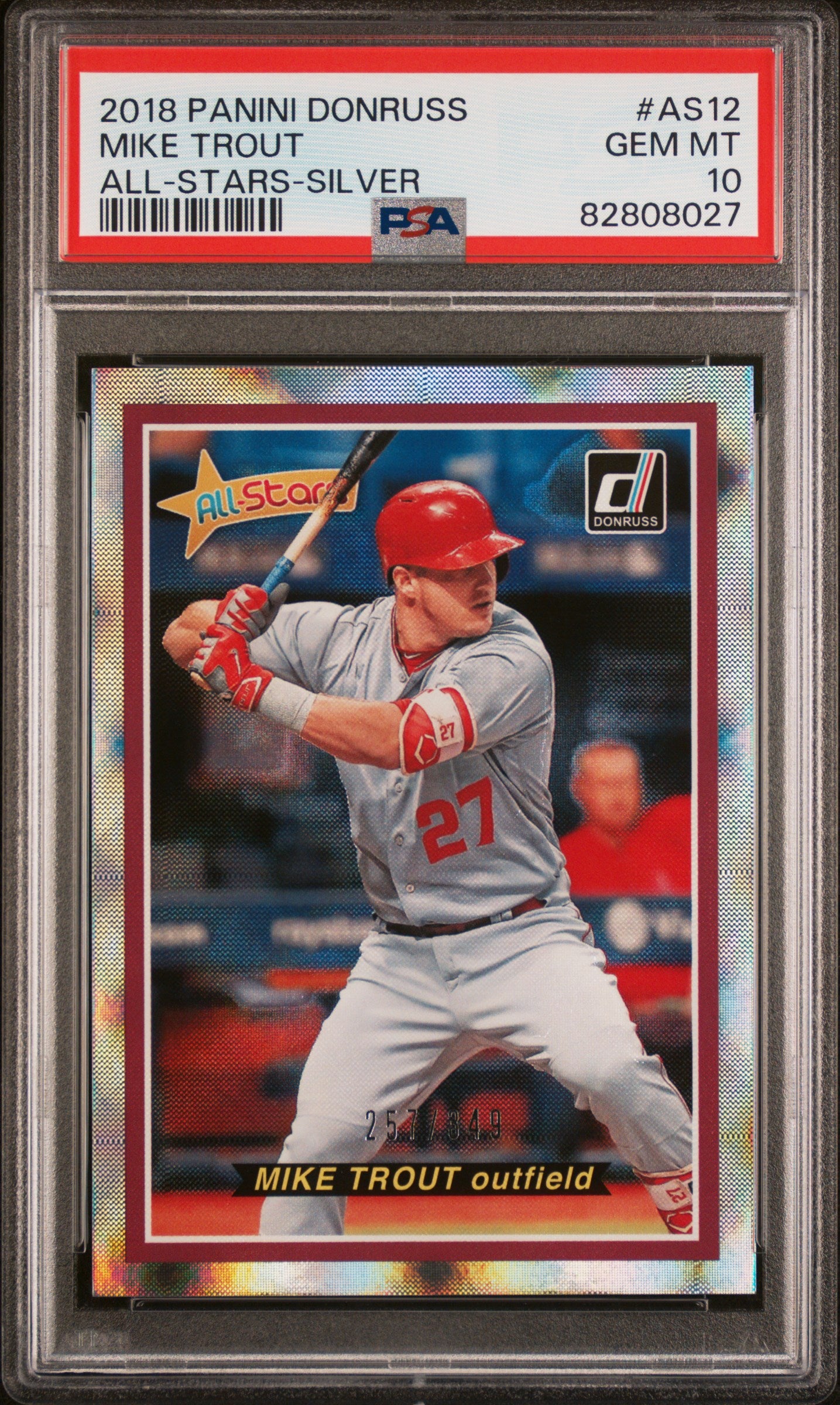 2018 Panini Donruss All-Stars Silver Mike Trout #AS12 /349 PSA 10