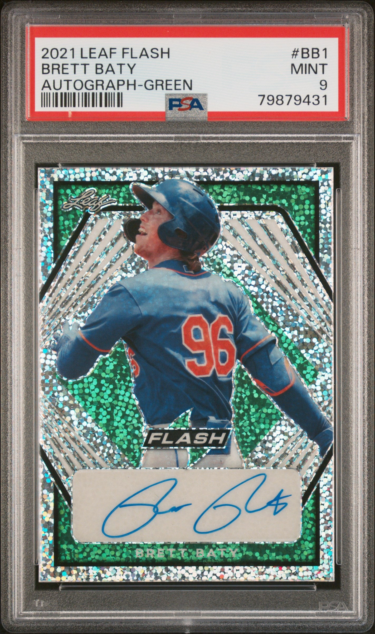 2021 Leaf Flash Autographs Green /25 Brett Baty #BB1 PSA 9