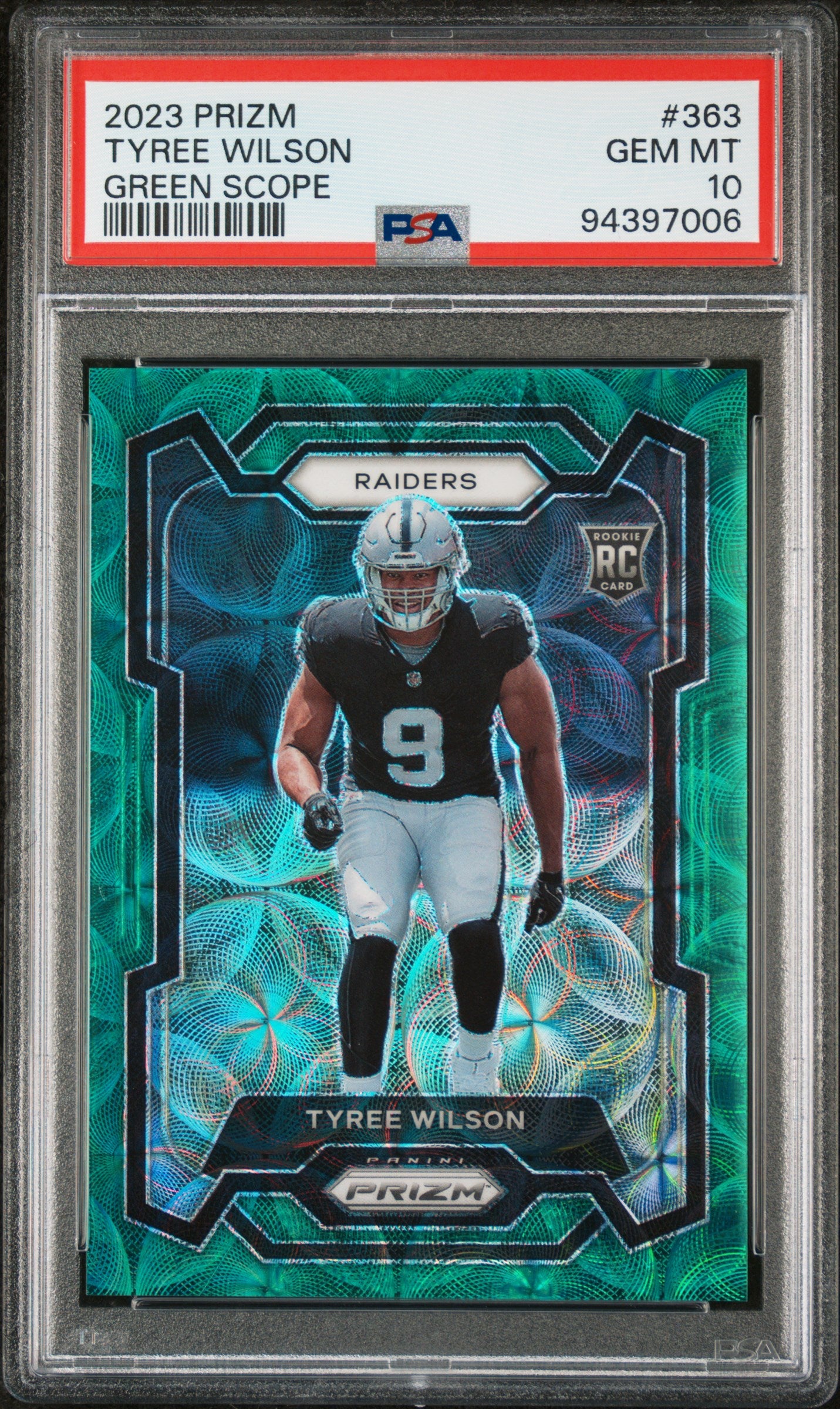 2023 Panini Prizm Green Scope Tyree Wilson Rookie RC /75 #363 PSA 10