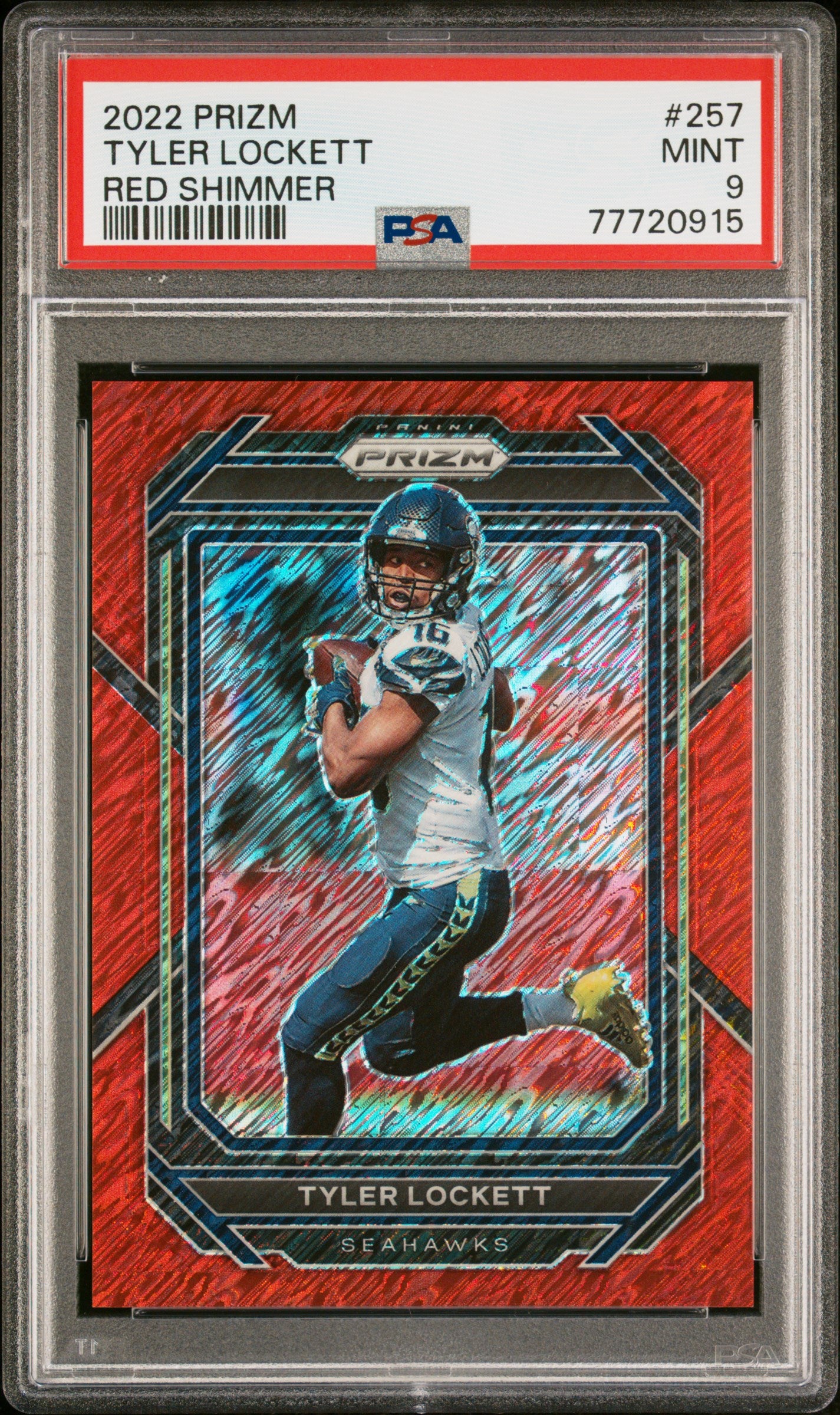 2022 Panini Prizm #257 Tyler Lockett Red Shimmer PSA 9