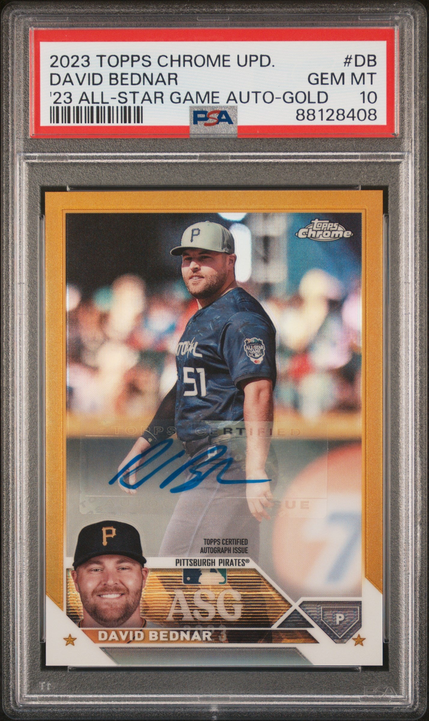 2023 Topps Chrome Update 2023 All-Star Auto Gold David Bednar /50 PSA 10