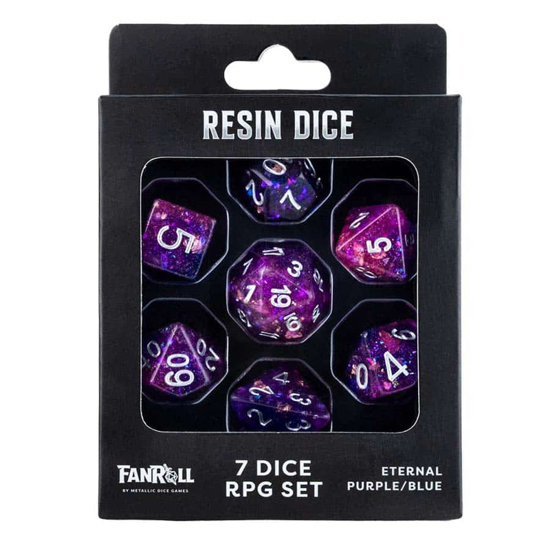 Fanroll Eternal Dice Resin Set (7-Piece) - Purple and Blue