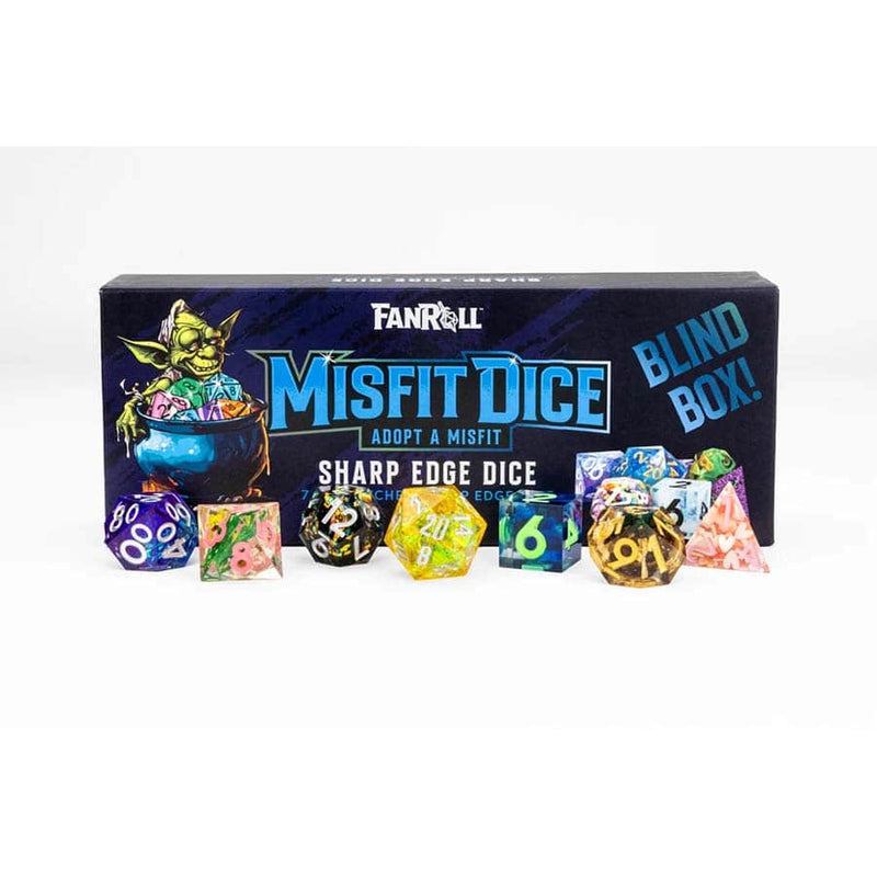 FanRoll Mystery Misfit Sharp Edge Resin Polyhedral Dice (7-Piece Set)