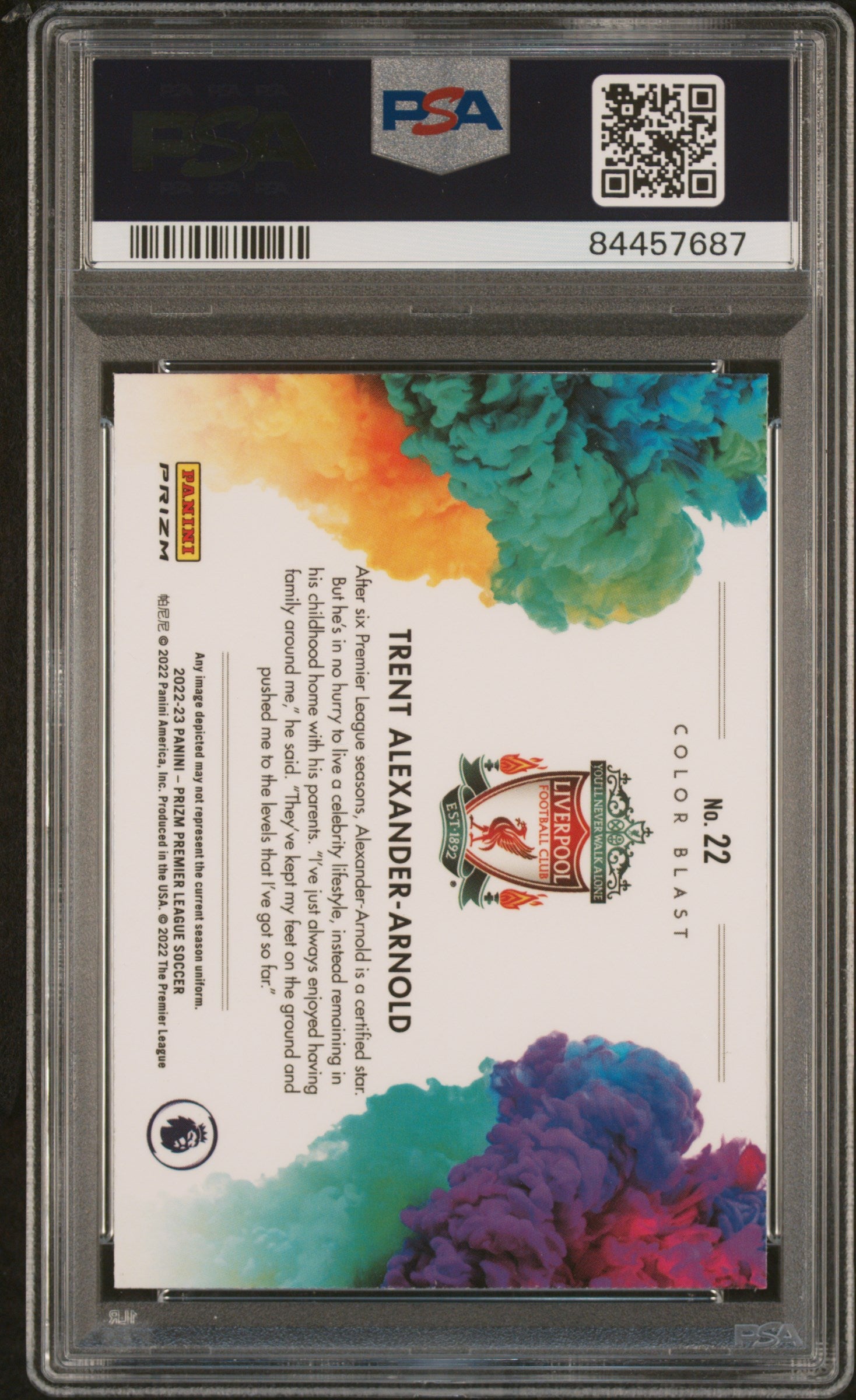 2022 Panini Prizm Premier League #22 Trent Alexander-Arnold Color Blast PSA 10