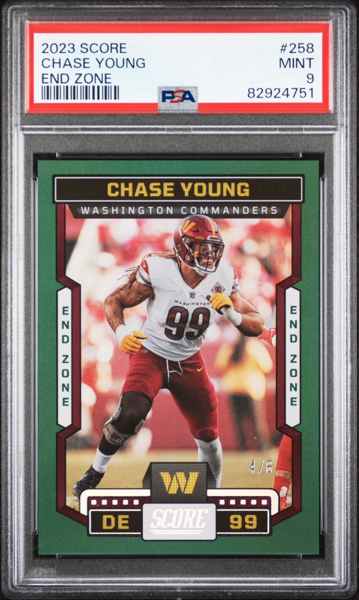 2023 Panini Score #258 Chase Young End Zone /6 PSA 9