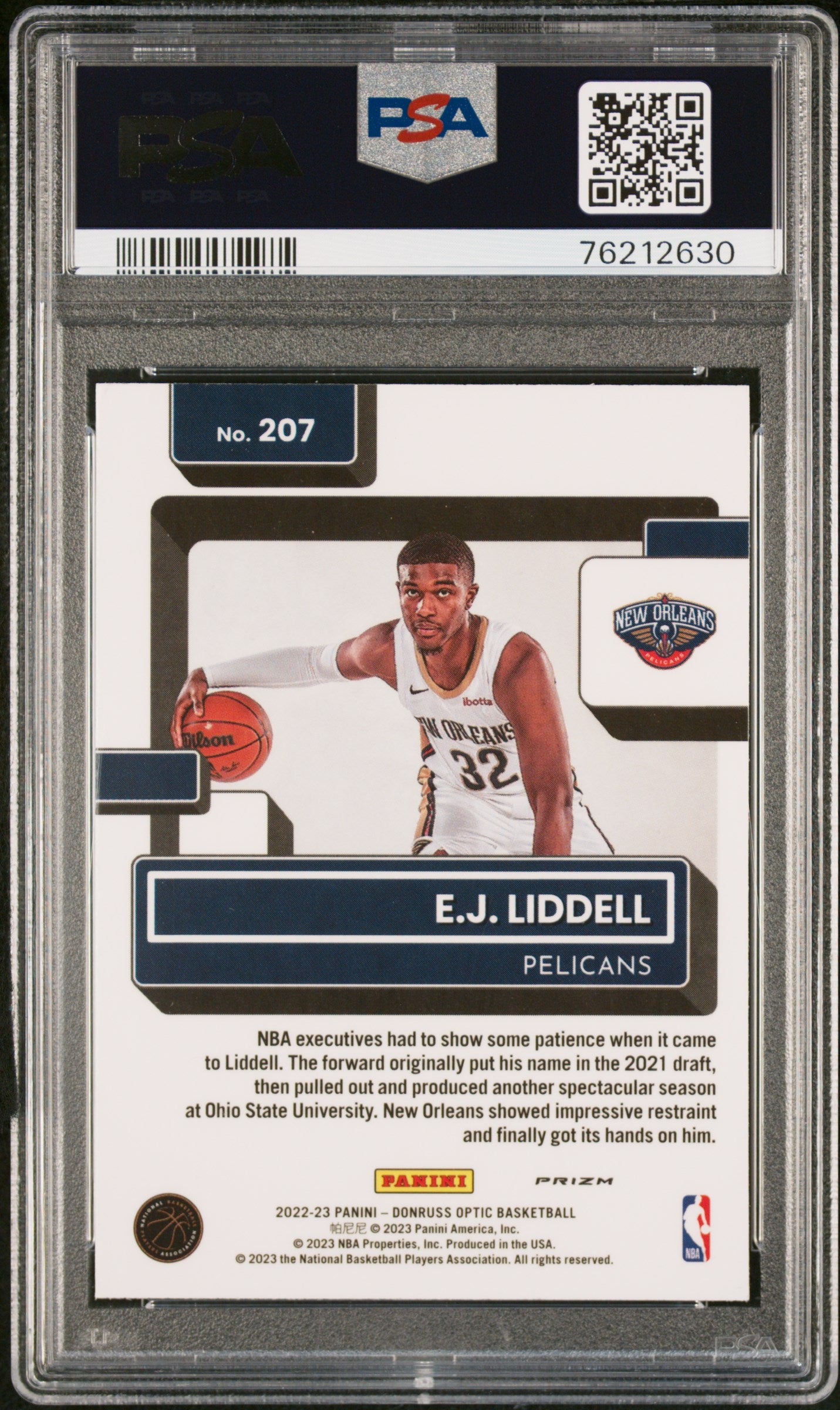 2022 Panini Donruss Optic #207 Ej Liddell Basketball PSA 10