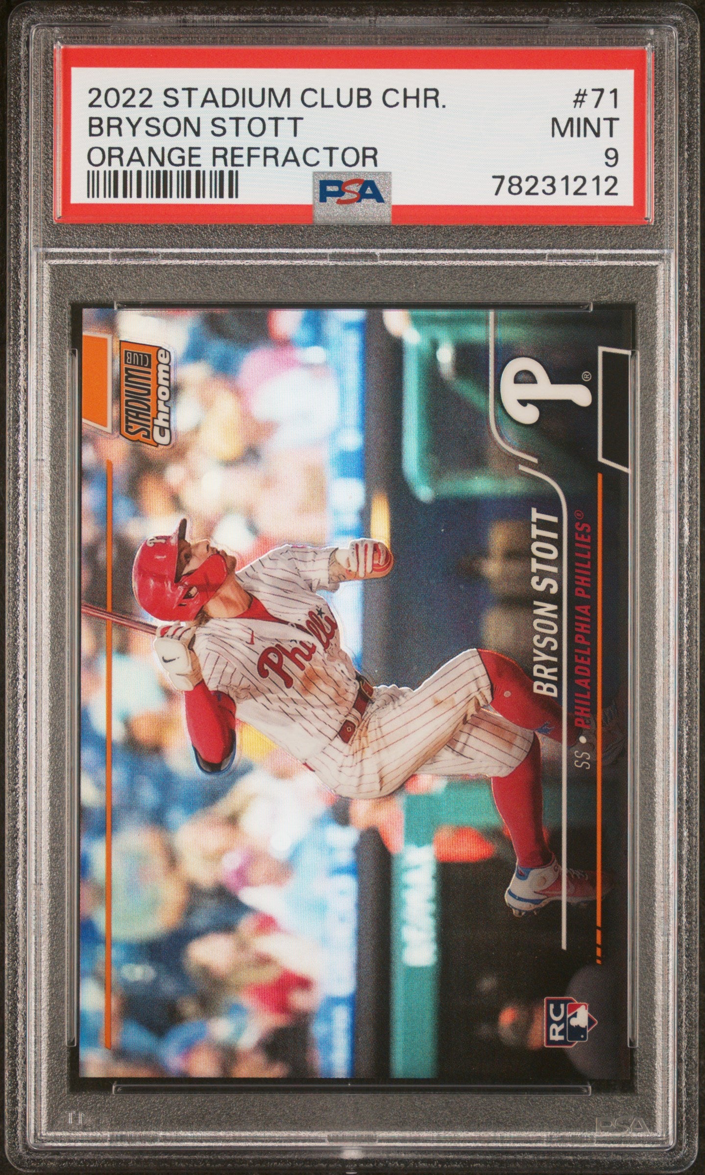 2022 Topps Stadium Club Chrome Orange Refractor Bryson Stott Rookie RC /25 PSA 9