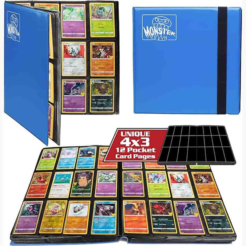 Monster Binder 12-Pocket Trading Card Album - Matte Blue