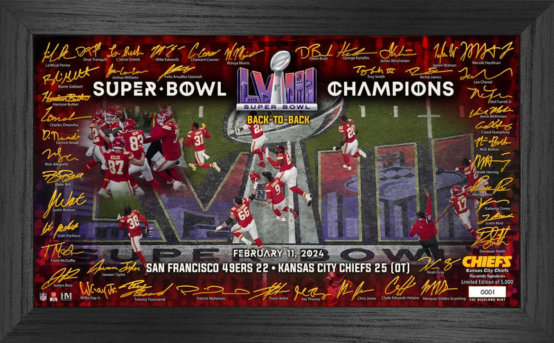 Highland Mint Kansas City Chiefs Super Bowl LVIII Champions Signature Gridiron Frame - Limited Edition /5,000