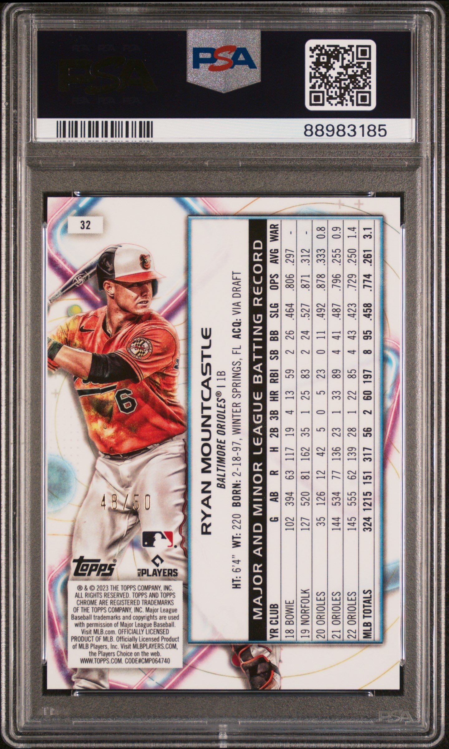 2023 Topps Cosmic Chrome #32 Ryan Mountcastle Gold Interstellar PSA 10