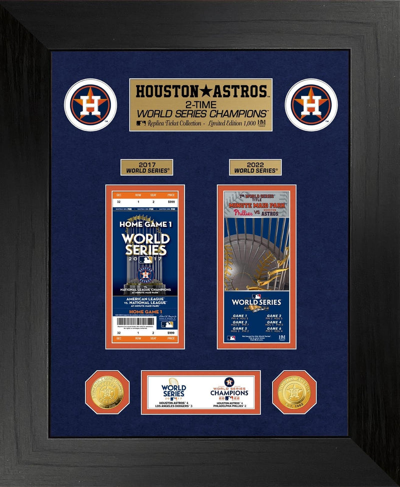 Highland Mint Houston Astros 2-Time World Series Champions Gold Coin & Ticket Collection - Limited Edition /1,000