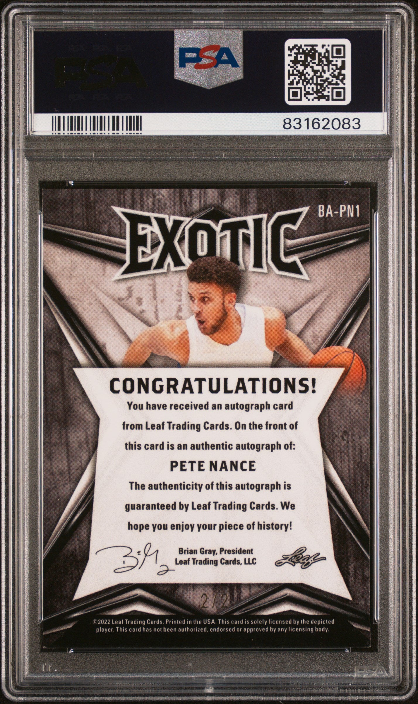 2022 Leaf Exotic Autographs #BAPN1 Pete Nance Auto-Butterfly Diag Shim PSA 9