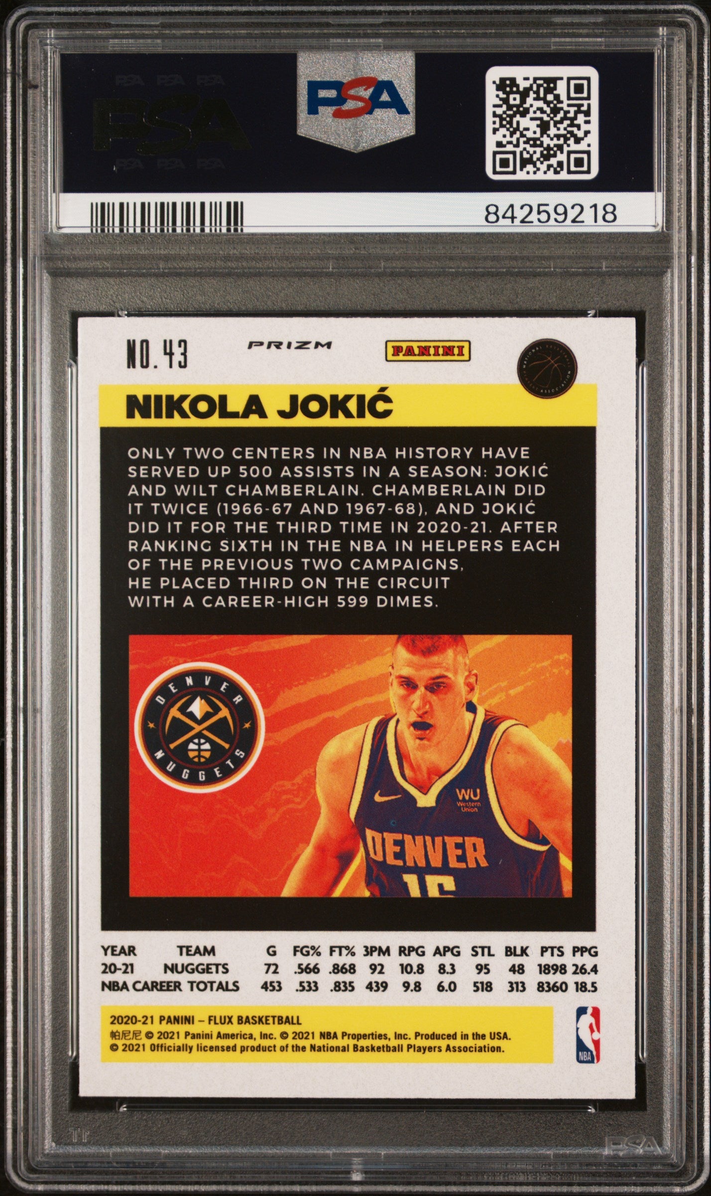 2020 Panini Flux #43 Nikola Jokic Factory Pulsar PSA 9