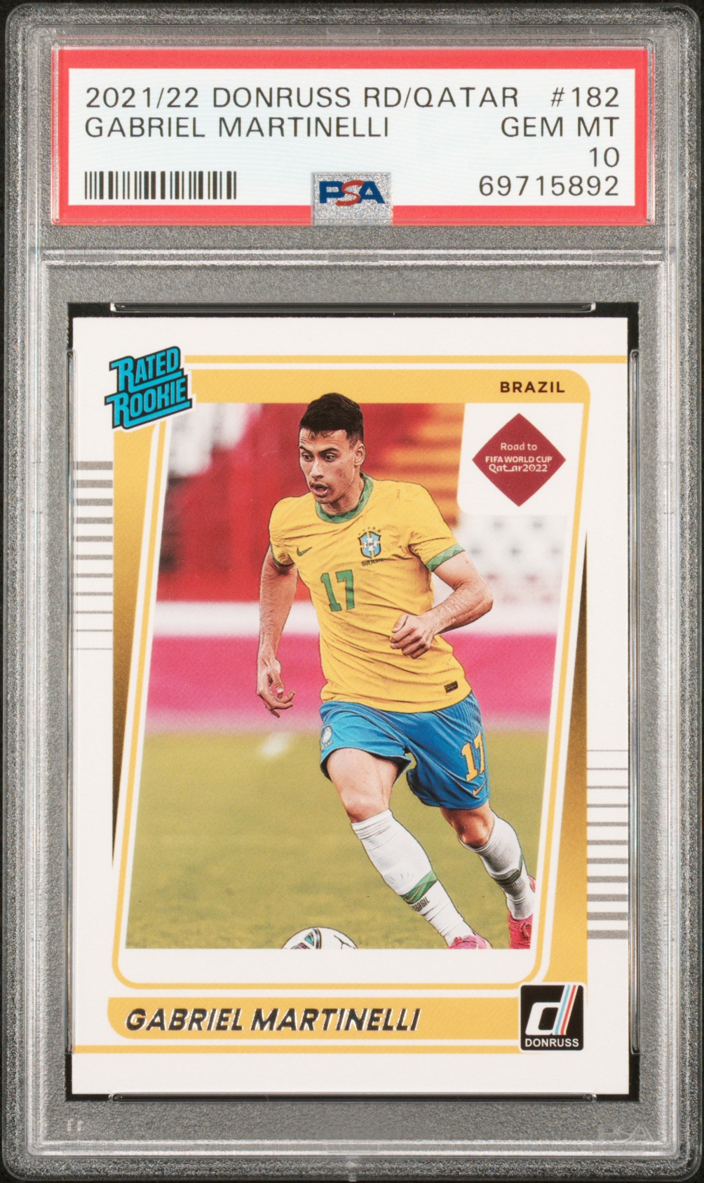 2021 Panini Donruss #182 Gabriel Martinelli PSA 10