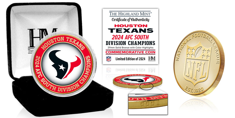 Highland Mint Houston Texans 2024 AFC South Division Champions Bronze Coin - Limited Edition /2024